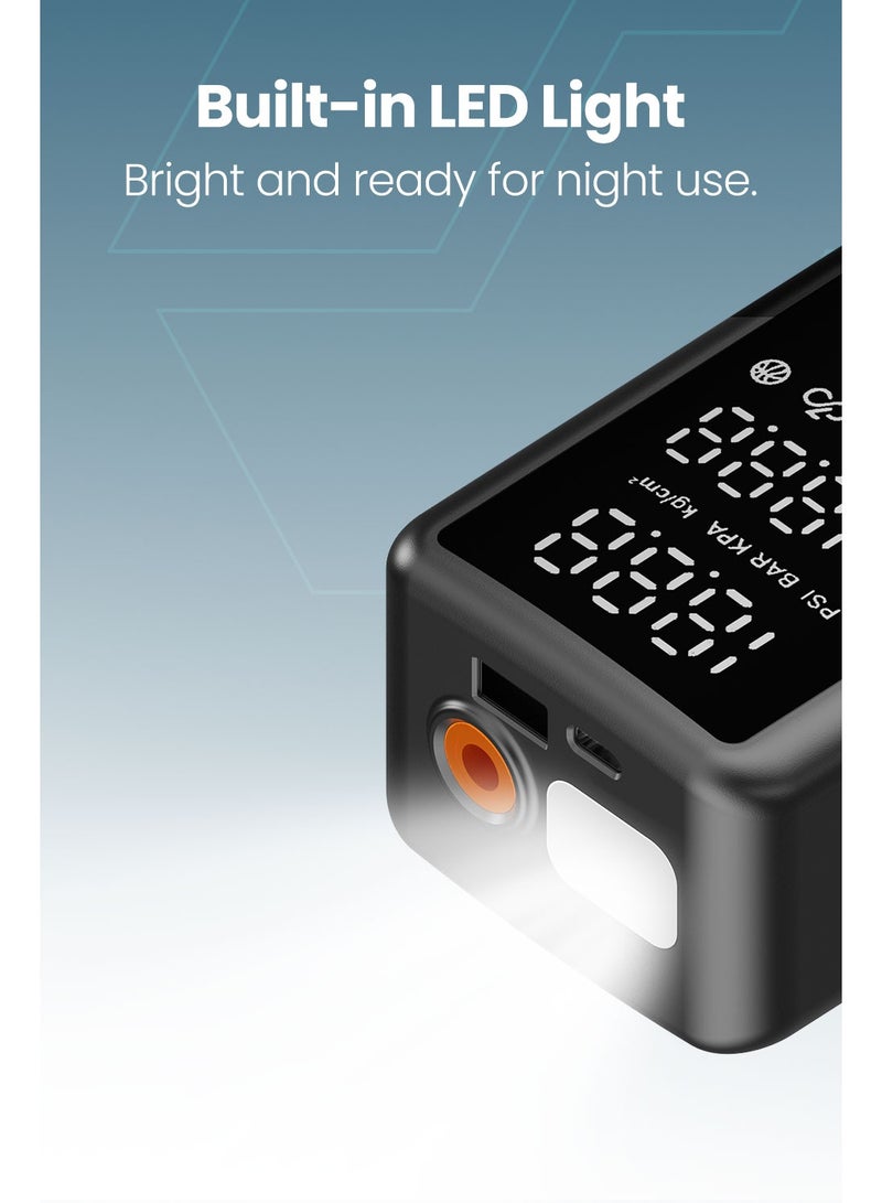Moxedo Tirego Portable Smart Tire Inflator with 3 Multiple Nozzles 150 PSI, Auto Shut-off Built-in LED Light, Smart Digital Display - Image 3